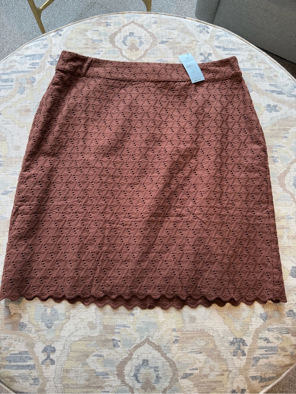 Ann Taylor Brown Eyelet Mini Skirt 6P NWT